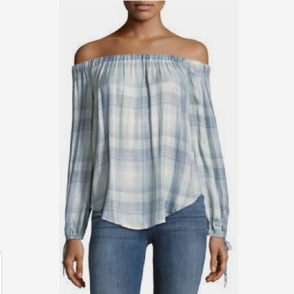 Cupio Tops - [Cupio] Plaid Off the Shoulder Top L
